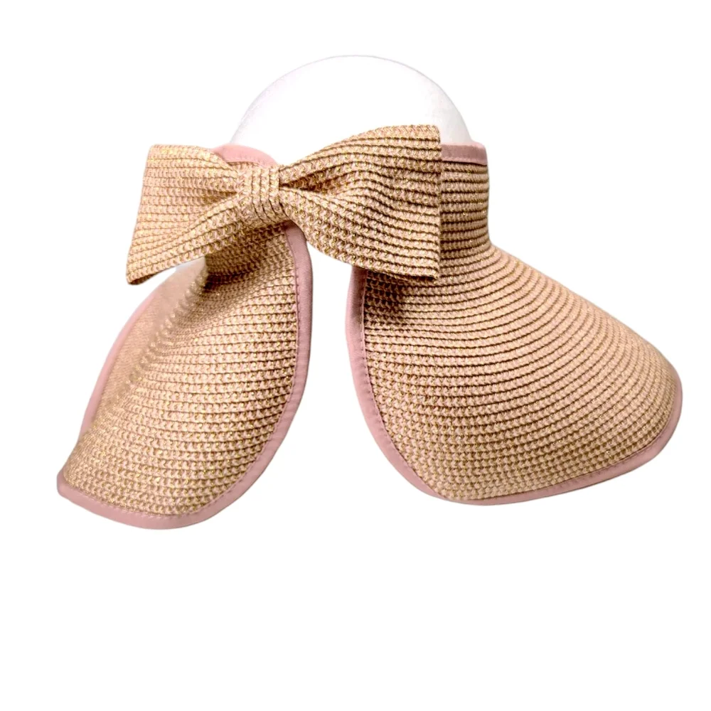 David & Young PONYFLO Bow Sun Hat – Tan & Pink | OSFM